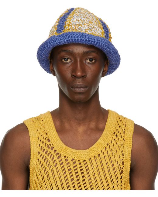Nicholas Daley Yellow Hand-Crochet Bucket Hat