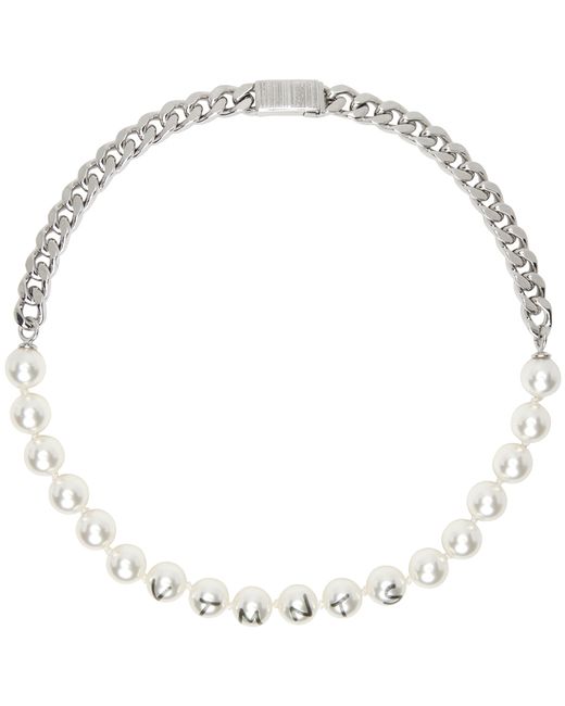 Vtmnts White Pearl Chain Necklace