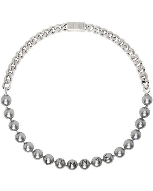 Vtmnts Gunmetal Pearl Chain Necklace