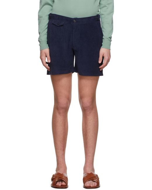 Ralph Lauren Purple Label Navy Terrycloth Shorts