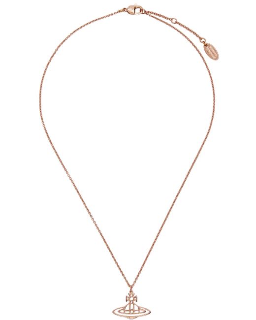 Vivienne Westwood Rose Gold Thin Lines Short Flat Orb Necklace