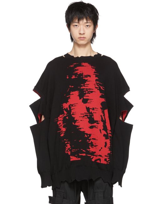 TAKAHIROMIYASHITA TheSoloist. . Black Cotton Distressed Sweatshirt