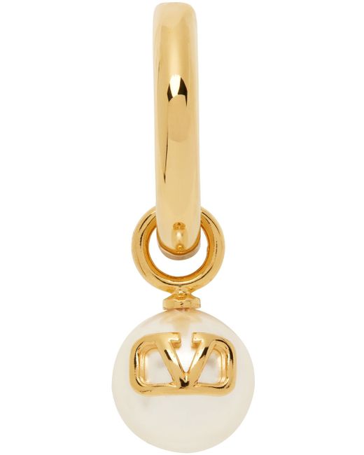 Valentino Garavani Gold Pearl VLogo Single Earring