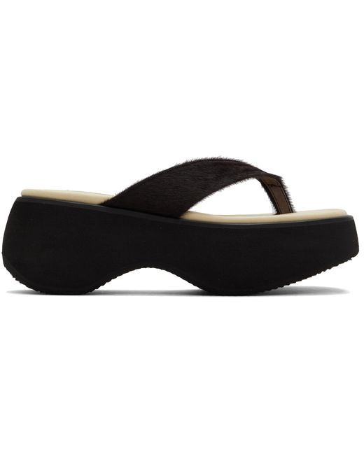 TheOpen Product Beige Calf Hair Platform Sandals