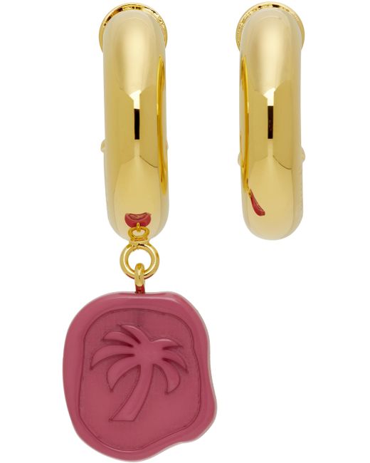 Palm Angels Gold Mismatched Seal Earrings