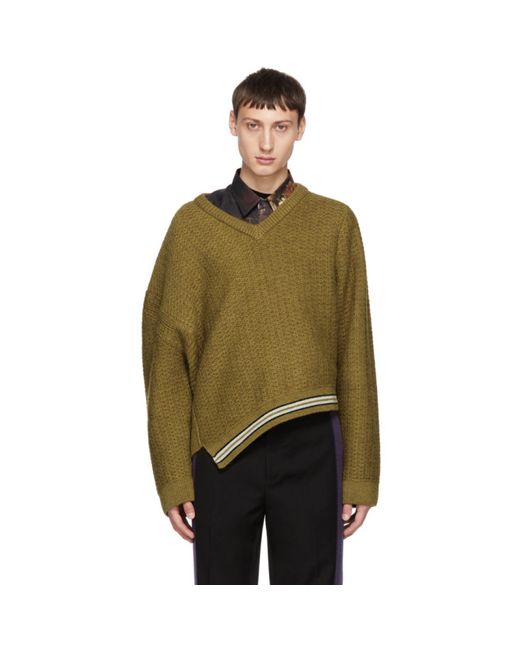 Lanvin Asymmetric V-Neck Sweater