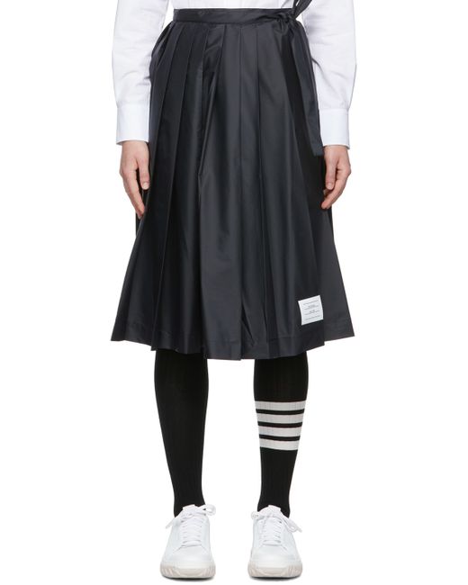 Thom Browne Navy Nylon Midi Skirt
