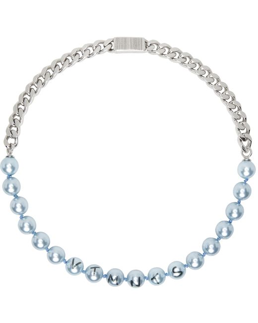 Vtmnts Blue Pearl Chain Necklace