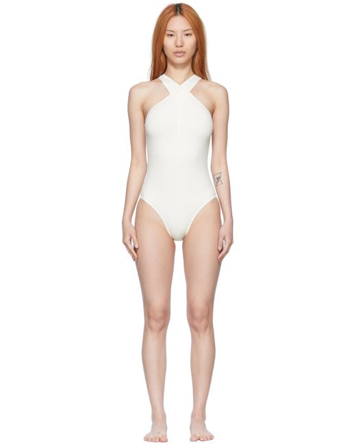 Courrèges Exclusive Off-White Nylon One-Piece Swimsuit