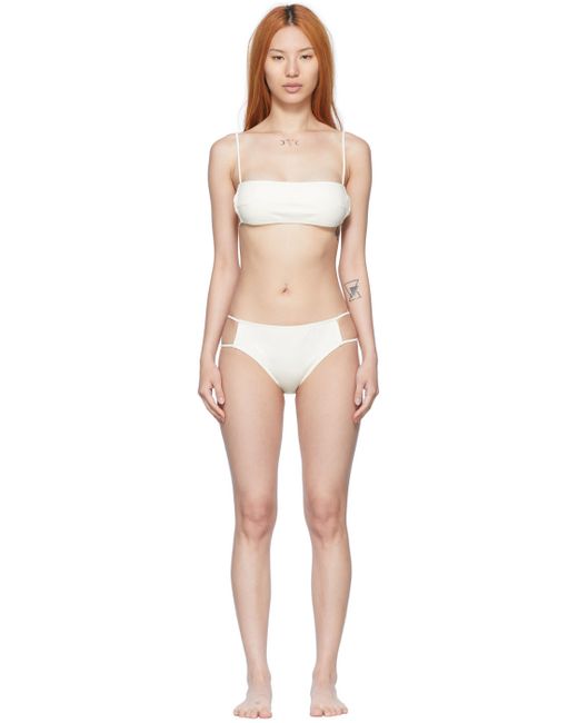 Courrèges Exclusive Off-White Nylon Bikini