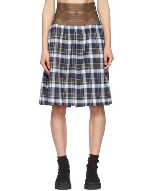Bless Blue Nylon Cotton Midi Skirt