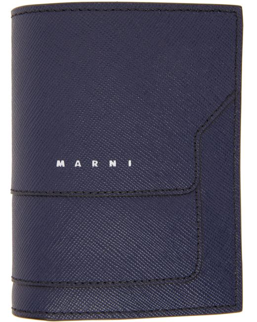 Marni Navy Saffiano Leather Bifold Wallet