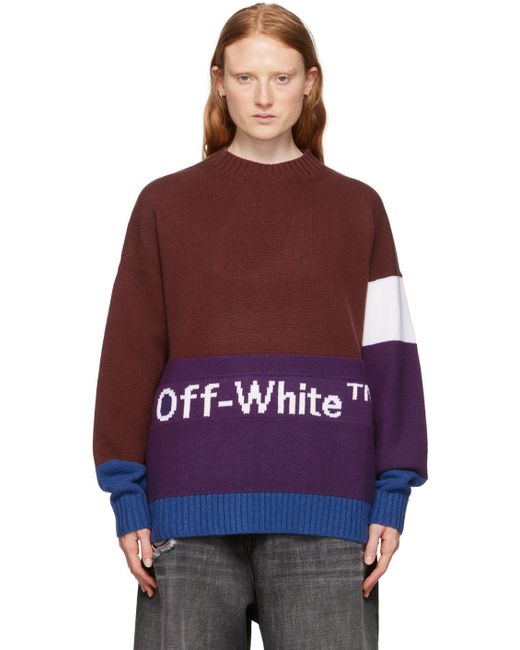 Off-White Burgundy Colorblocked Sweater