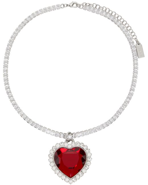 Vetements Silver Crystal Heart Necklace