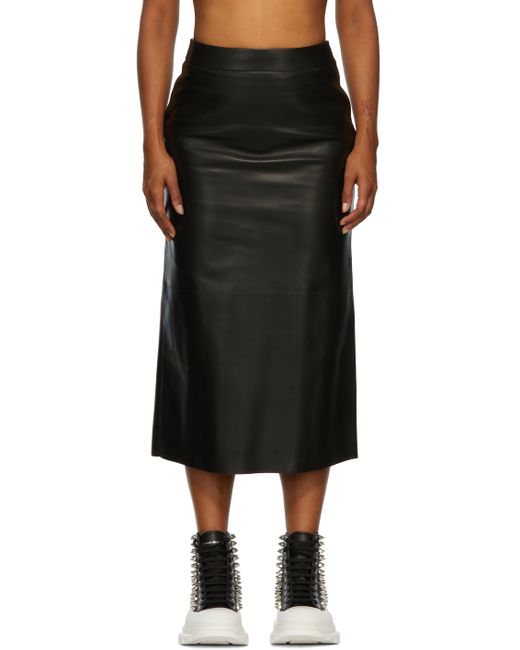 Alexander McQueen Leather Midi Skirt