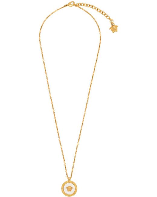 Versace Gold White Enameled Medusa Necklace