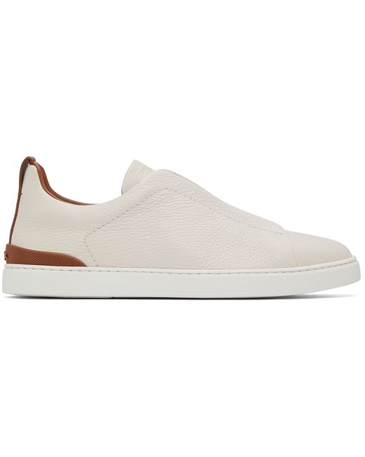 Z Zegna Off Brown Triple Stitch Sneakers
