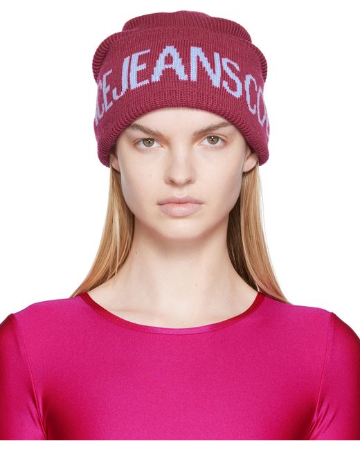 Versace Jeans Couture Burgundy Logo Beanie