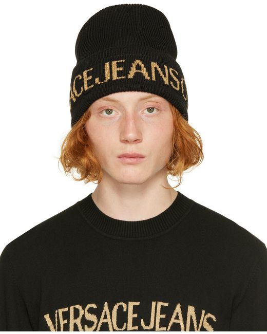 Versace Jeans Couture Gold Logo Beanie