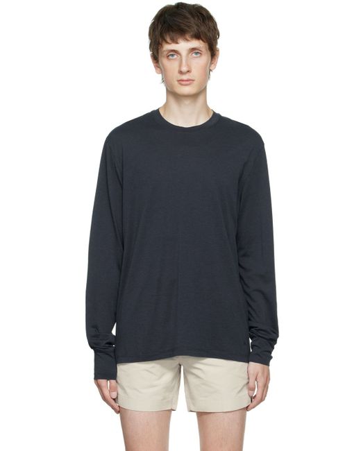 Tom Ford Navy Embroidered Long Sleeve T-Shirt
