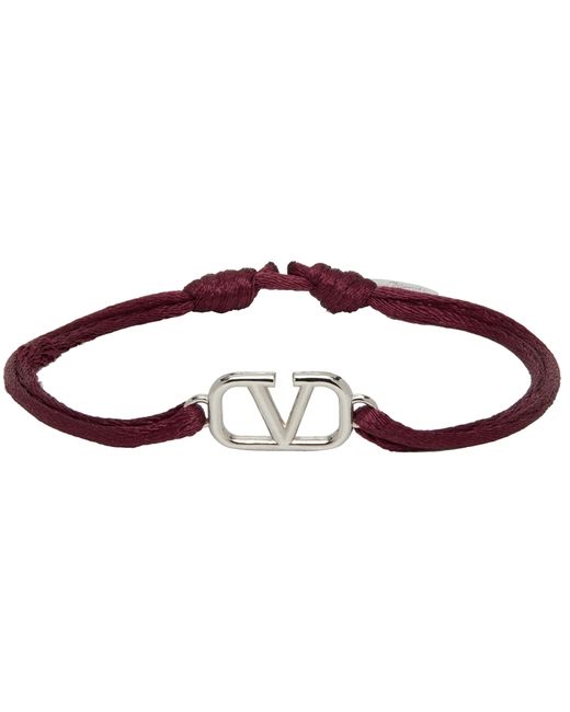 Valentino Garavani Burgundy Cord VLogo Bracelet