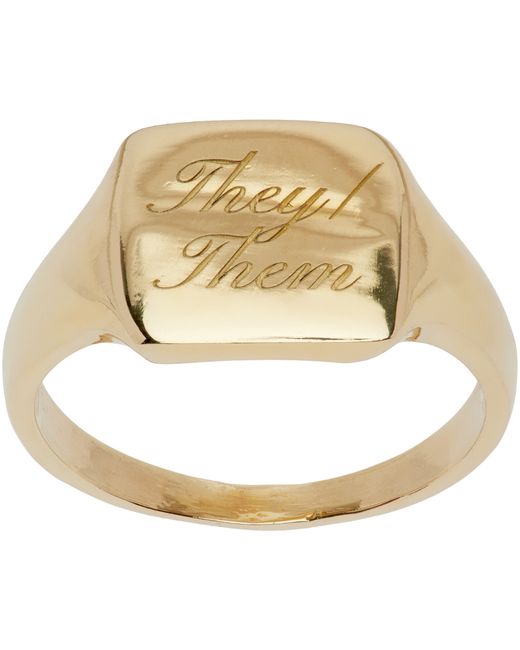 Tanner Fletcher Gold They/Them Pronoun Ring