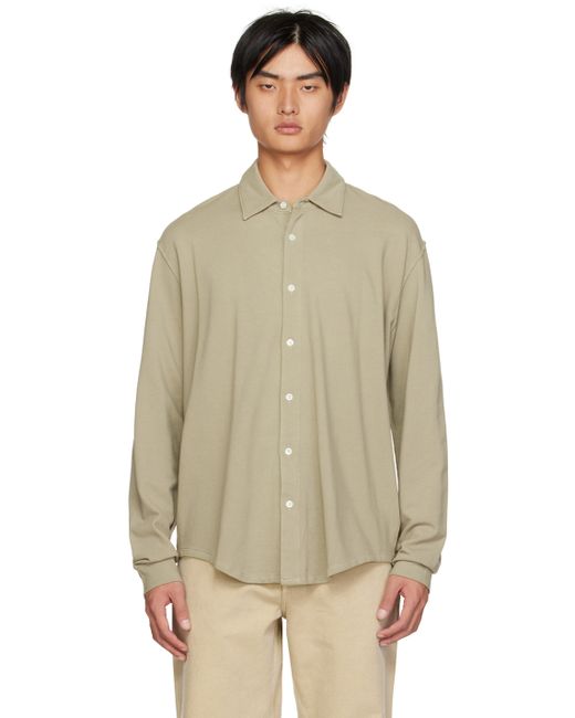 Lady White Co. Lady White Co. Taupe Spread Collar Shirt
