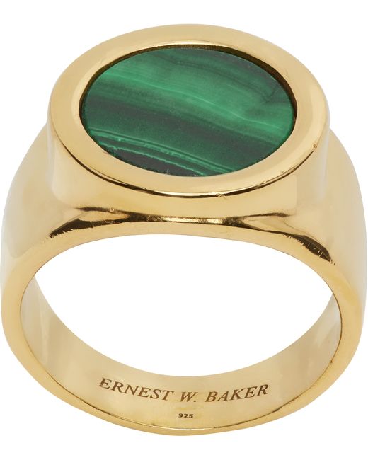 Ernest W. Baker Gold Green Signet Ring