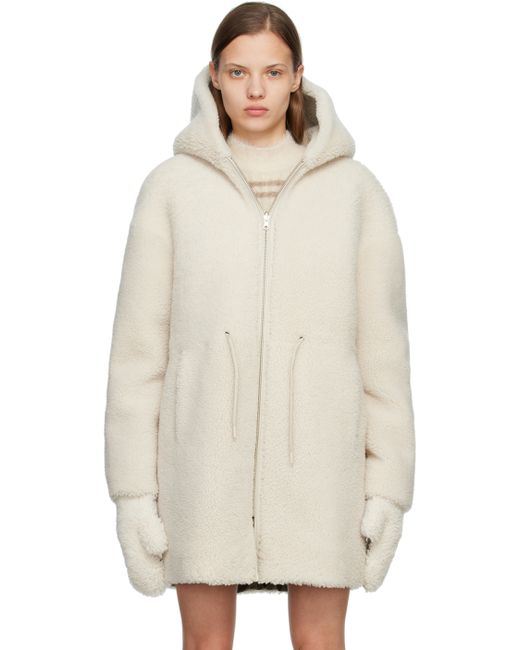 Yves Salomon Meteo Off-White Quilted Reversible Shearling Coat