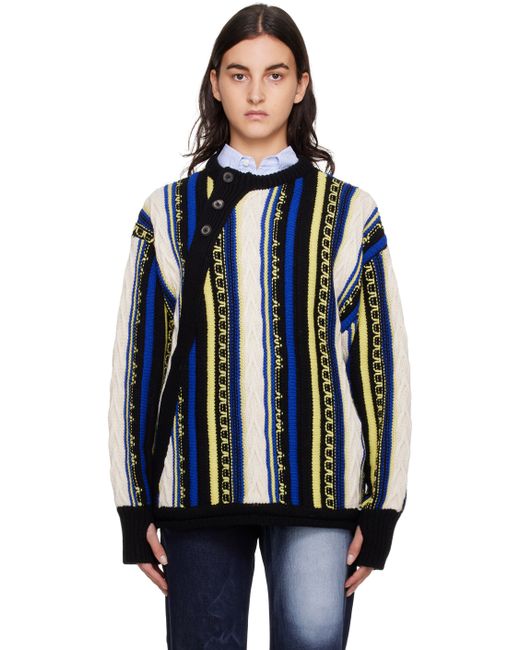 Ader Error Blue Yellow Buttoned Sweater