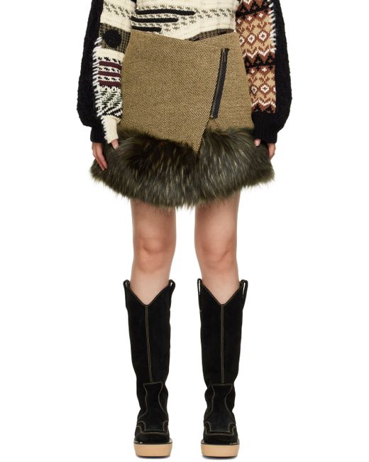 Andersson Bell Faux-Fur Wrap Skirt