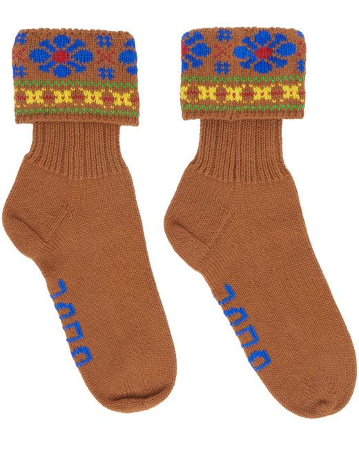 Bode Brown Flower Pot Socks