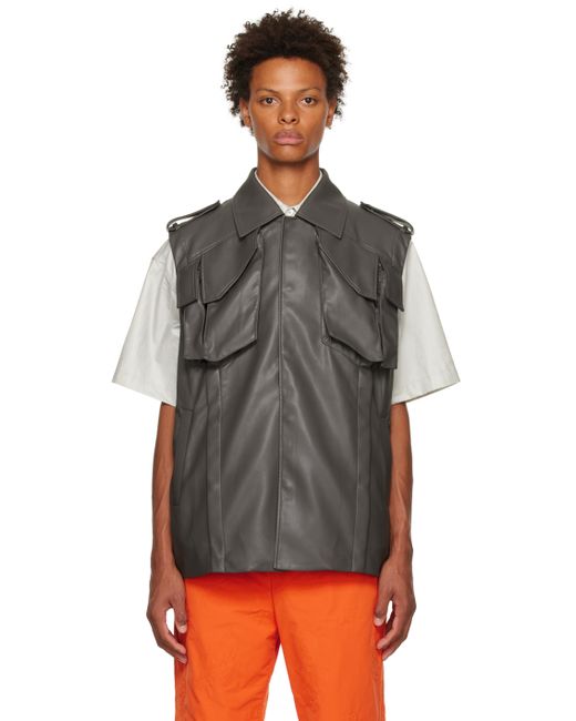 Feng Chen Wang Vented Faux-Leather Vest