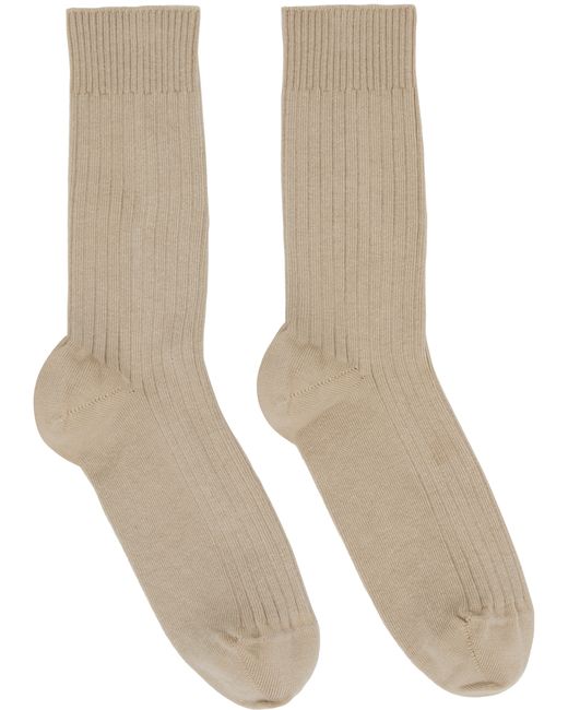 Baserange Beige Rib Ankle Socks