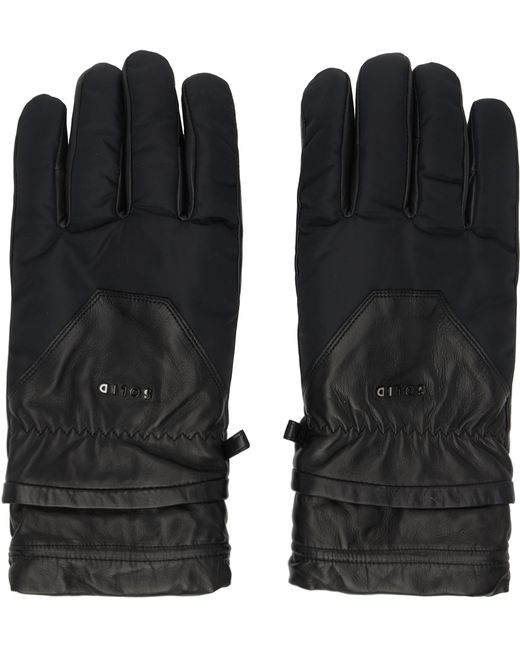 Solid Homme Paneled Leather Gloves