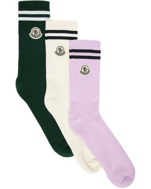 Moncler Genius Three-Pack Multicolor Striped Socks