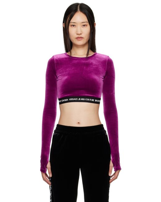 Versace Jeans Couture Burgundy Cropped Long Sleeve T-Shirt