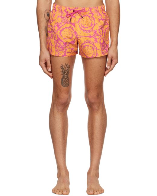 Versace Orange Purple Barocco Swim Shorts
