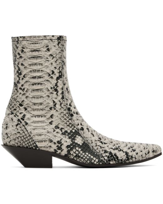 Acne Studios Beige Snake Ankle Boots