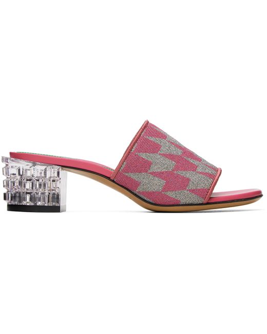 Marni Pink Gray Jacquard Heeled Sandals