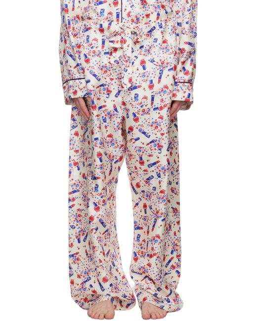 Maison Margiela White Blue Ditsy Pyjama Trousers