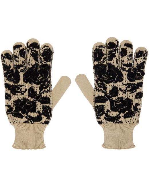 Ernest W. Baker Tan Black Rose Gloves