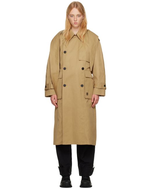 Wooyoungmi Tan Double-Breasted Trench Coat