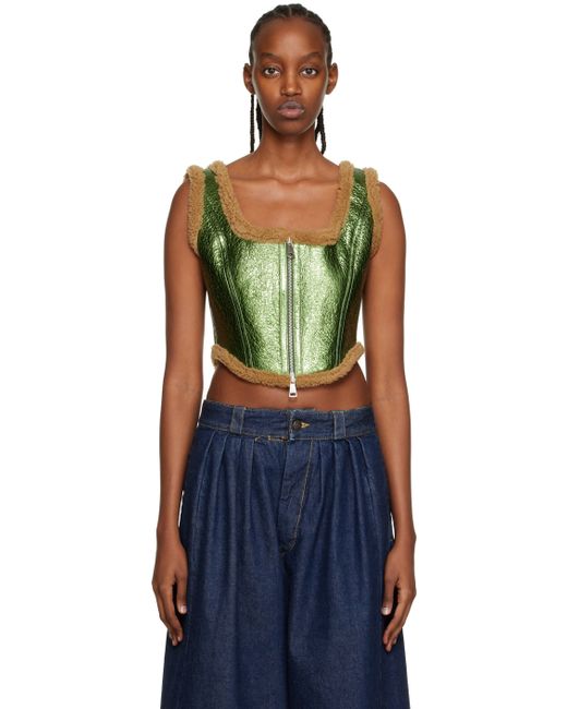 Jean Paul Gaultier Green The Laminated Leather Tank Top