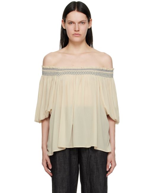 See by Chloé Beige Smocked Blouse