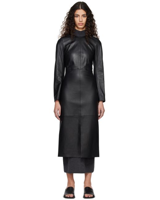 Totême Paneled Leather Midi Dress