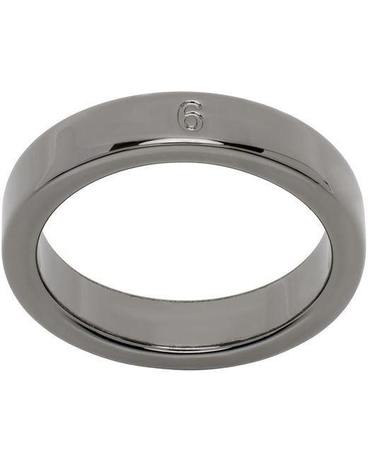 Mm6 Maison Margiela Gunmetal Minimal Logo Thin Ring