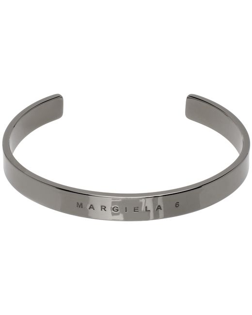 Mm6 Maison Margiela Gunmetal Engraved Cuff Bracelet