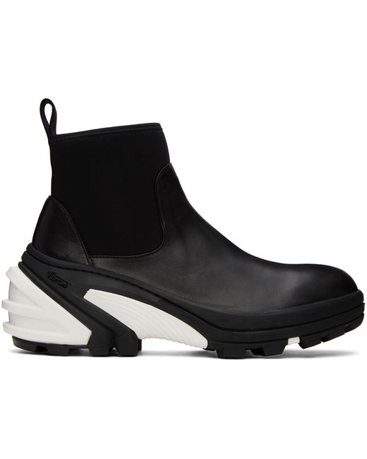 1017 Alyx 9Sm Black Leather Mid Chelsea Boots
