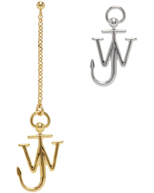 J.W.Anderson Gold Asymmetric Anchor Earrings